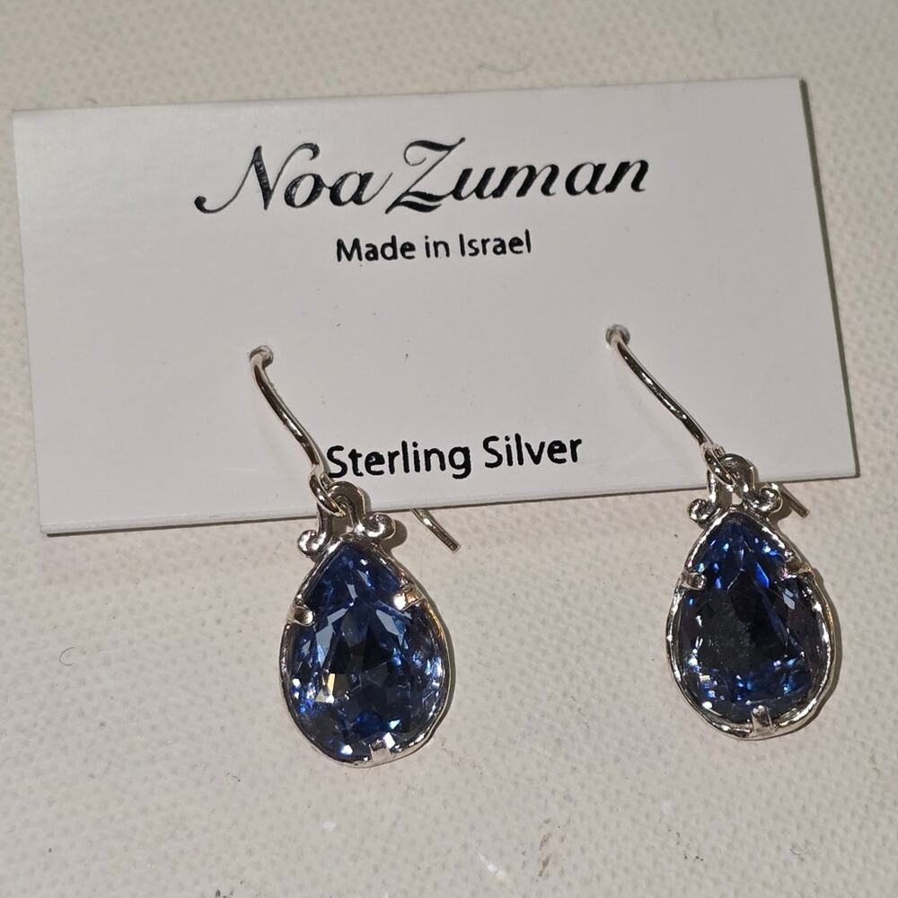 Noa Zuman‎ Sterling Silver Filigree Teardrop Swarovski Crystal Earrings New! - Picture 4 of 4